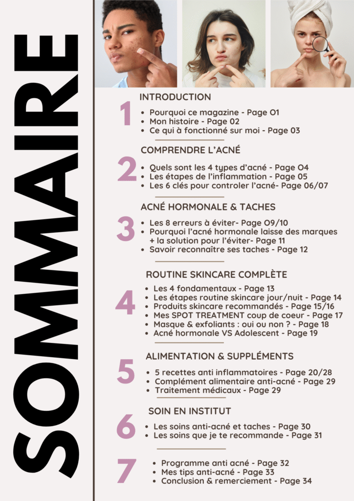 GUIDE ANTI ACNÉ HORMONALE ET TACHES white purple neutral minimalist elegant beauty e book a4 (2)